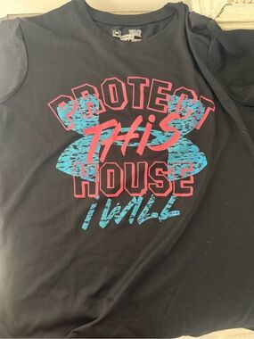Under Armour Black Graphic Tee "Protect This House" girls size small